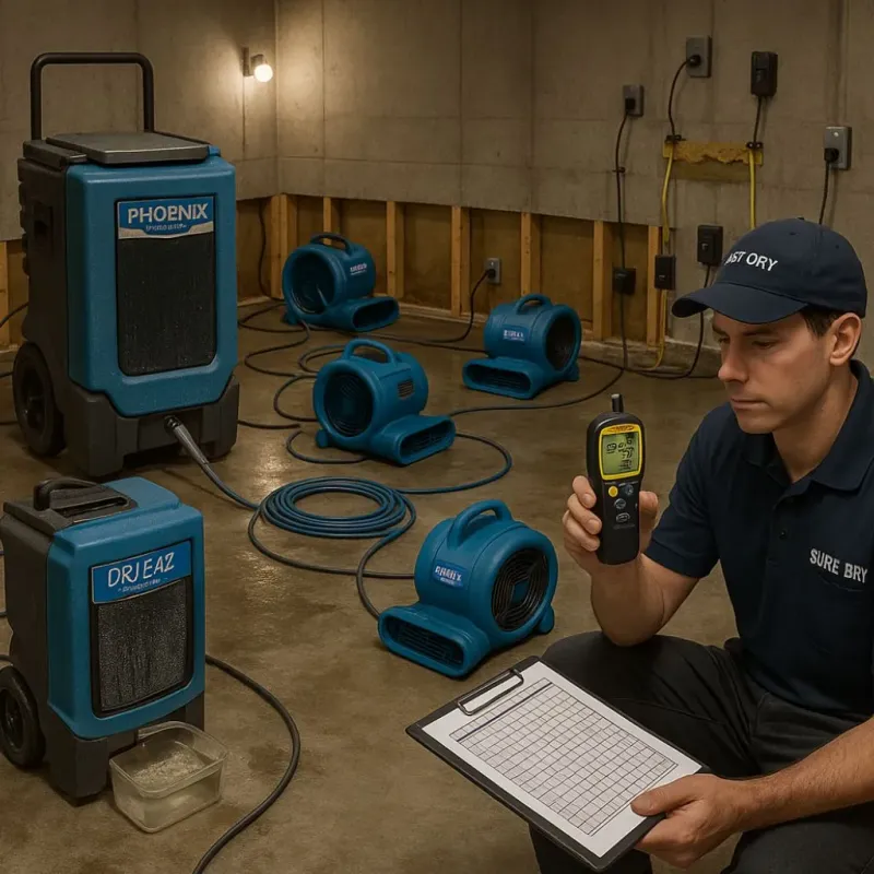 Structural Drying and Dehumidification process in Jordan, MN